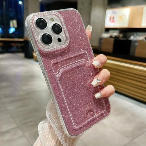 Étui portefeuille iPhone XR ENILSA rose avec porte-carte et strass brillants