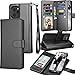 Tekcoo Wallet Case Compatible with iPhone 12 / iPhone 12 Pro (6.1 inch) 2020 Luxury ID Cash Credit Card Slots Holder Carrying Pouch Folio Flip PU Leather Cover [Detachable Magnetic Hard Case] - Black