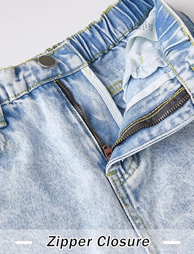 SEAUR Girls Wide Leg Jeans Classic Elastic Waist Denim Pants Cute Y2K Trendy Tween Streetwear 7-14T4