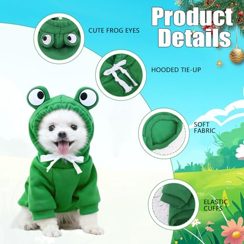 Hundemantel Winter, Haustier Frosch Hoodie Kostüm, Winteroverall für Hunde, Niedlicher Frosch Form Pullover für Hunde, Warm Hundepullover Fleece, für kleine, mittelgroße und große Hunde (XL)