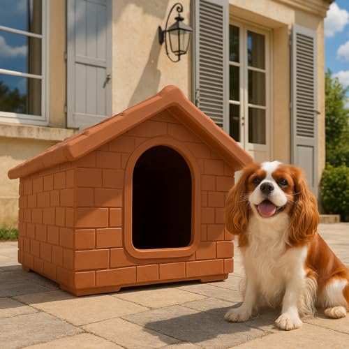 Caseta para Perros de plástico Resistente   Fabricada en Italia (s, m, l, XL) (Color Terracota, S (43x50x41H cm))