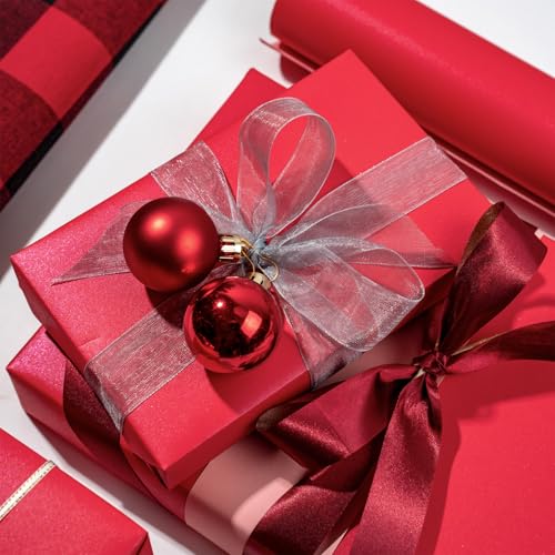 Image of RUSPEPA Red Matte Wrapping Paper - Solid Color Pearly - lustre Paper Perfect for Wedding, Birthday, Christmas, Baby Shower -17 Inches X 32.8 Feet