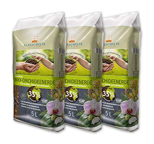 Kleeschulte Bio Orchideenerde torffrei - Spezialerde für Phalaenopsis und andere epiphytische Orchideen - zum neupflanzen und neupflanzen (3 x 5 Liter) Cover