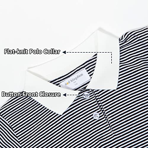Littlespring Polo Shirts For Boys Girls Summer Short Sleeve Striped T-Shirts Black Size 6 #TOP2