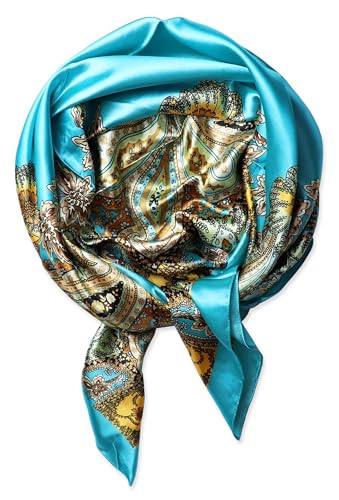 Image of Women's 35 inch Satin Square Silk Like Hair Scarves and Wraps Headscarf for Sleeping | Silk Feel Neckerchief, Hair Scarf, Fashion Bandana, Headscarf, Headband, Hair Wrap Sleeping, Daily Fashion Styling