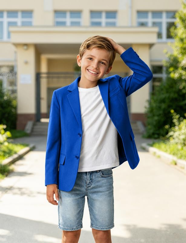 Image of Visaccy Boys Suit Jacket Toddler Formal Blazer Slim Fit Sport Coat for Kids