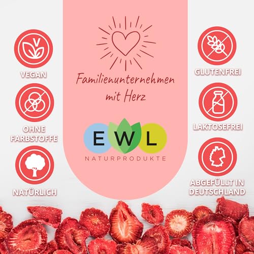 EWL Naturprodukte gefriergetrocknete Erdbeeren 125g, vegan, Erdbeeren gefriergetrocknet in Deutschland abgefüllt