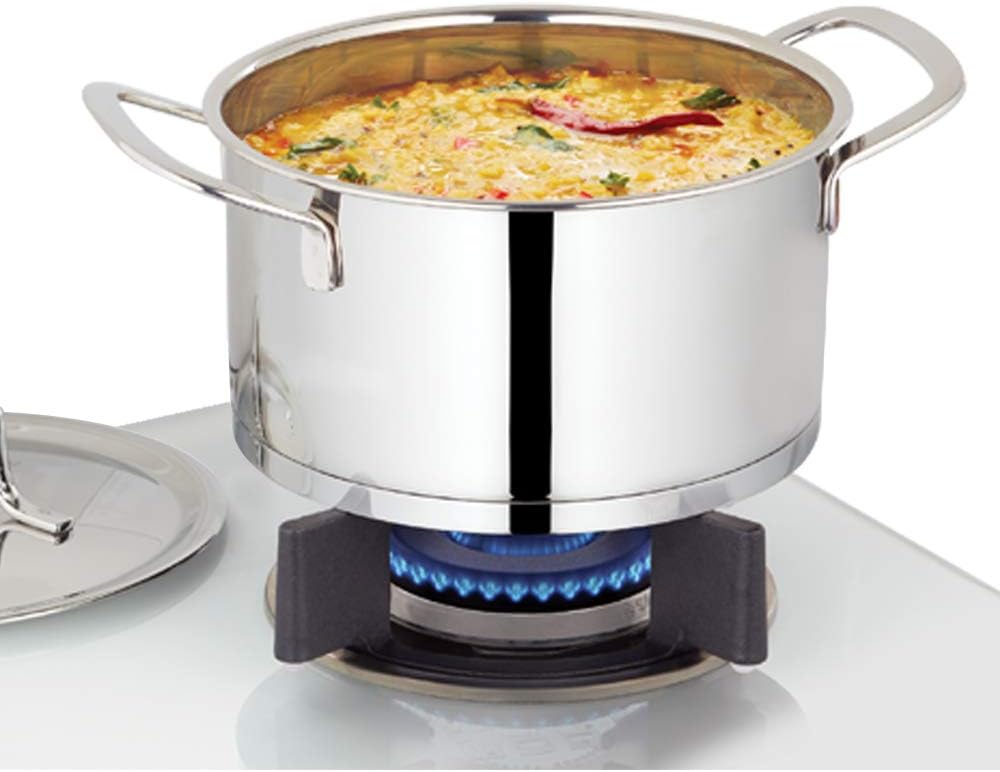 Borosil Stainless Steel Casserole, Impact Bonded Tri-Ply Bottom, 1.6 L, Silver