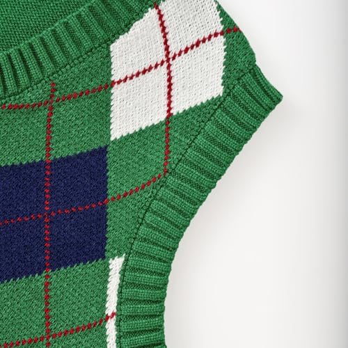 Image of Women's Sweater Vest,Y2K Sleeveless Pattern Preppy Style Knitted Crop Tank Top for Girl