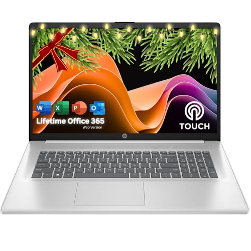 HP 17.3" Touchscreen Laptop with Microsoft Office 365 for The Web Intel 8-Cores 16GB RAM 512GB SSD 10-Key Number Pad Windows 11 W/O Mouse