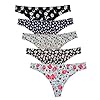 VOENXE-Seamless-Thongs-for-Women-No-Show-Thong-Underwear-Women-5-10-Pack voenxe Seamless Thongs for Women No Show Thong Underwear Women 5-10 Pack (5 Pack Floral Design, Large)