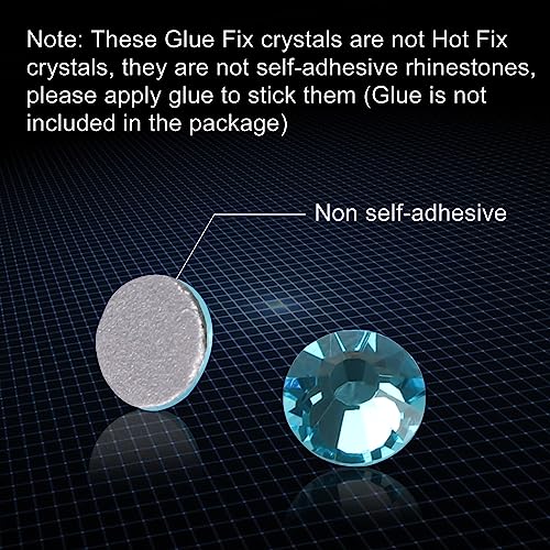 Jollin Glue Fix Crystal Flatback Rhinestones Glass Diamantes Gems for Crafting Nail Art Crafts Decorations Clothes Shoes 2.4mm (ss8 2880pcs, Aquamarine)