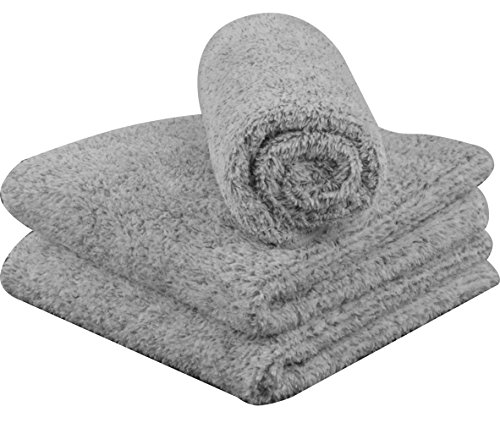 SINLAND Microfiber Salon Towels Hair Drying Towels Hand Towels Gym Towels Ultra Absorbent Drying Towels for Spa Hotels Home Bath Charcoal Grey 20Inch x33Inch