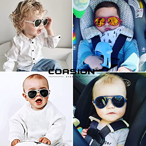 Coasion Baby Polarized Sunglasses Flexible Rubber Shades With Adjustable Strap For Infant Toddler Boys Girls Ages 0-24 Months (Matter Black/Grey) #TOP1