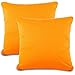 aqua-textil Classic Line Lot de 2 housses de coussin 60 x 60 cm en coton avec fermeture Éclair Orange