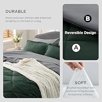 Bedsure Twin XL Comforter Set Reversible Bed Set 5 Forest Green/Dark Grey — image 3