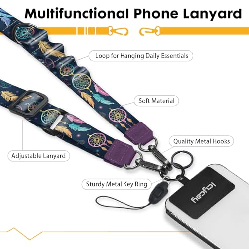 Image of Icycay Phone Lanyard Crossbody Strap Adjustable Teacher Women Dream Catcher | for Cell Phone Case Keys ID Badges, Anti Theft, Multifuctional, Neck Phone Holder, Travel Hiking Essential Accessories, Gifts