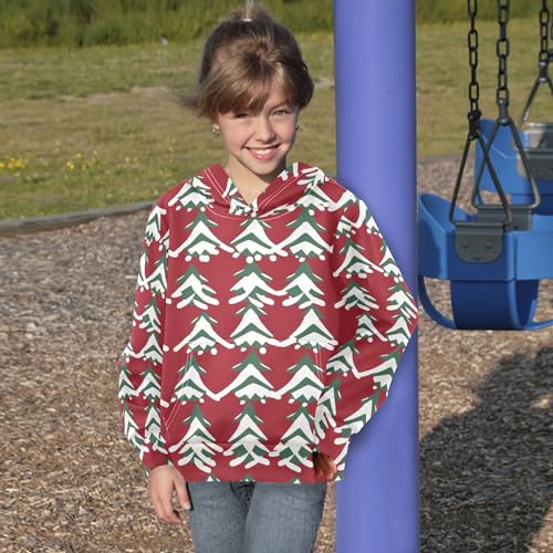 Kids Hoodies Sweaters Christmas Xmas Trees Hooded Sweatshirts with Big Pockets for Boys Girls B04003044
