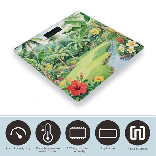 Báscula Digital Tropical Palm Banana Leaf para Baño miniatura 3