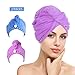 Produktbild htovila Haarturban Handtuch für die Haare Haar-Handtuch Turban 2er Set schnelltrocknendes Handtuch (Blau + Dunkellila)
