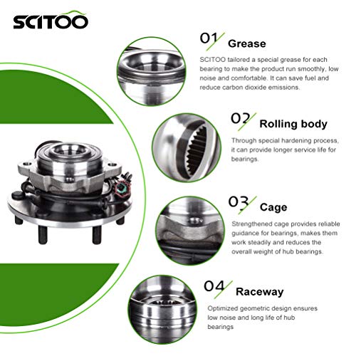 Scitoo Wheel Bearing And Hub Assembly Replaces 541004 Rear Fit For Infiniti Qx56 2004-2010, For Nissan Armada 2005-2012, For Nissan Pathfinder Armada 2004 Hub Bearing Assembly 6 Lugs W/Abs [2Pc] #TOP4