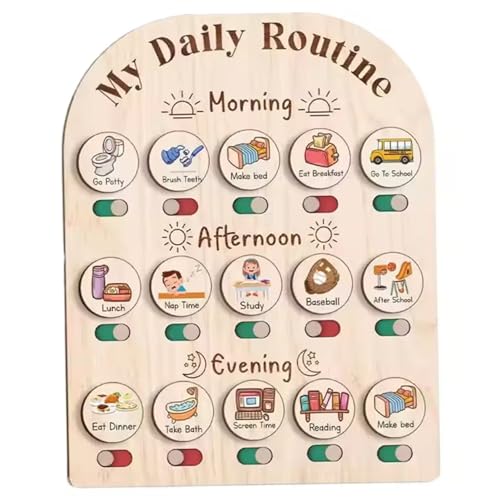 Tableau de routine quotidienne pour enfants calendrier visuel bois tout-petits