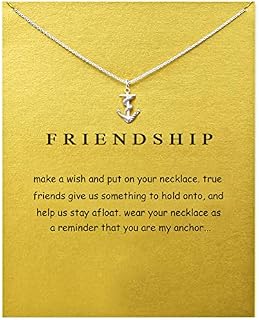 ZYAWP Message Card Lotus Flower Pendant Necklace Silver Friendship Sisters Sun Good Luck Crane Pendant Y Chain Necklace for Women and Girl Gift