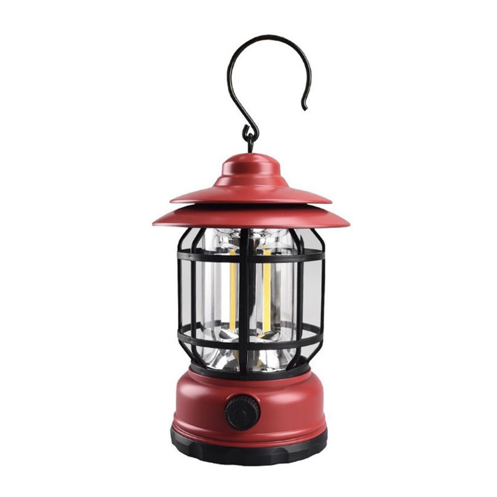 Rechargeable Camping Lantern, Portable Camping Light, Retro LED Battery Lanterns with Rotating Dimmers, Waterproof Emergency Tent Lights for Hiking, Fishing, Power Cuts, Outdoor (Red)