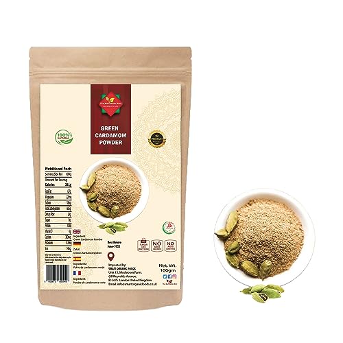 100g| Green Cardamom Powder | Ground Green Cardamom | Vegan Green Cardamom Powder | 100% Natural | Premium Quality | Vegan | No Additives | No Preservatives | Gluten Free (100G)