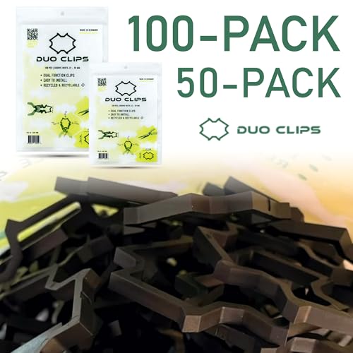 DUO CLIPS 100 Stück Kabelhalter Universal 22–50 mm Schlaufendübel | Kabelclip, Dübelklemmschelle, Kabelbefestigung, Stecklaschen, Clip für Kabel, Halterung für Leitungen und Rohre (100)