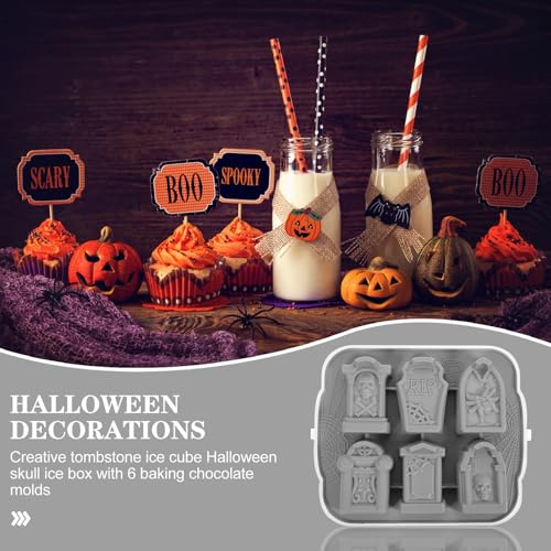 Bandeja de hielo silicona Halloween con tapa Gris miniatura 4