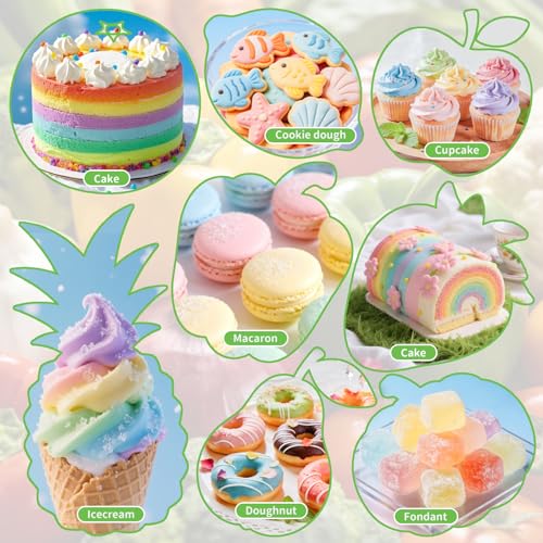 Image of Natural Food Coloring for Baking, Cherrysea 7x10ml Rainbow Liquid Colors Artificial & Synthetic Dye Free Food Dye for Cake Easter Egg Decorating, Frosting, Slime Making & Cookies -0.35 Floz /Bottles