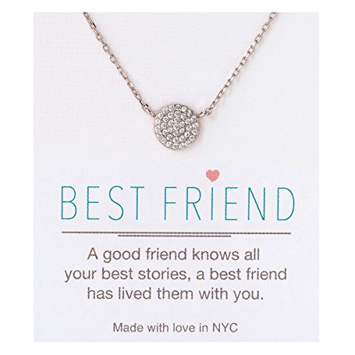 A+O Friendship Necklace - 8MM Pave Disc Necklace in Sterling Silver