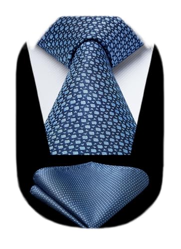 Image of HISDERN Polka Dot Ties for Men Classic Silk Ties and Pocket Square Formal Business Necktie Handkerchief Wedding Party