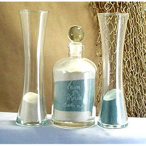 Personalized Unity Sand Ceremony, Wedding and Anniversary, Euro with Glass Tops, Curved Sides Cover