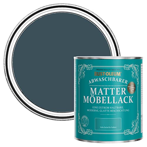 Rust-Oleum dunkelblau Möbelfarbe mit Matt-Finish, geruchsarm und wasserbasiert für Innenholz - Abendblau 750ML – Ansicht 1