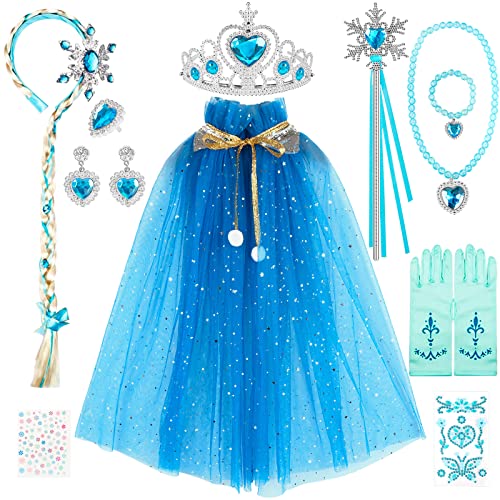 12 PCS ELSA Kostüm Kinder, Prinzessin Kostüme Zubehör Mädchen Krone...