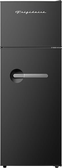 Frigidaire Retro Apartment Size Refrigerator with Top Freezer - 2 Door Fridge with 7.5 Cu Ft of Storage Capacity, Adjustable Spill-Proof Shelves, Door & Crisper Bins, Black