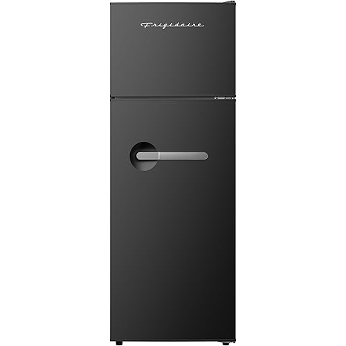 Frigidaire Retro Apartment Size Refrigerator with Top Freezer - 2 Door Fridge with 7.5 Cu Ft of Storage Capacity, Adjustable Spill-Proof Shelves, Door & Crisper Bins, Black