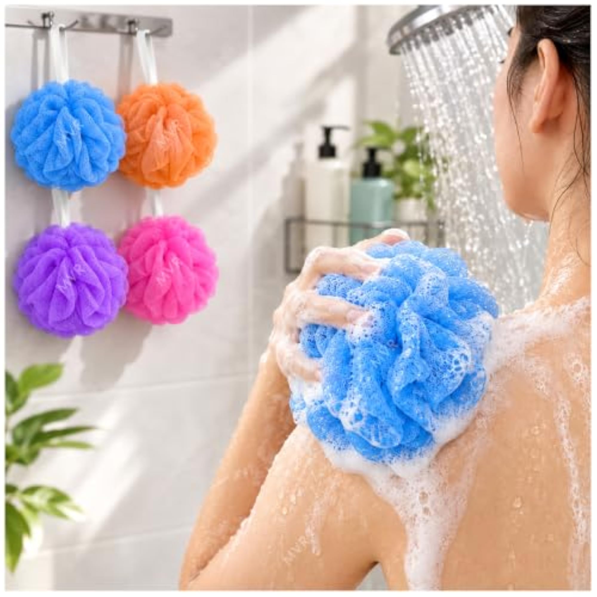 Bath Loofah Sponge Scrubber, Exfoliating Shower Pouf