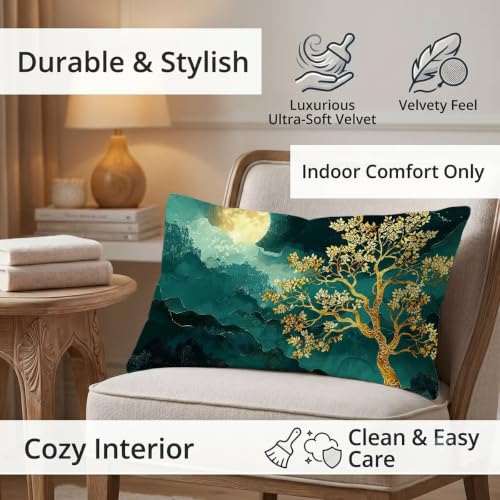 Housse coussin 40x80 lot de 2 taie oreiller turquoise velours