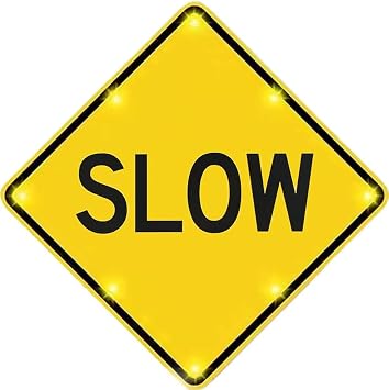 24" Slow Warning Sign, Solar Powered LED Flashing Road Safety Sign Driveway Residential Street Slow Down Signs, High Brightness Engineering Grade Reflective Material