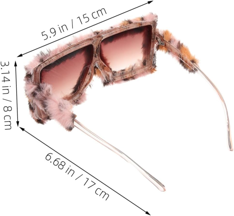 Totority Plush Fuzzy Sunglasses 2pcs Leopard Print Cat Eye Novelty Funky Eyewear for Men and Women Masquerade Party and Cosplay Accessories