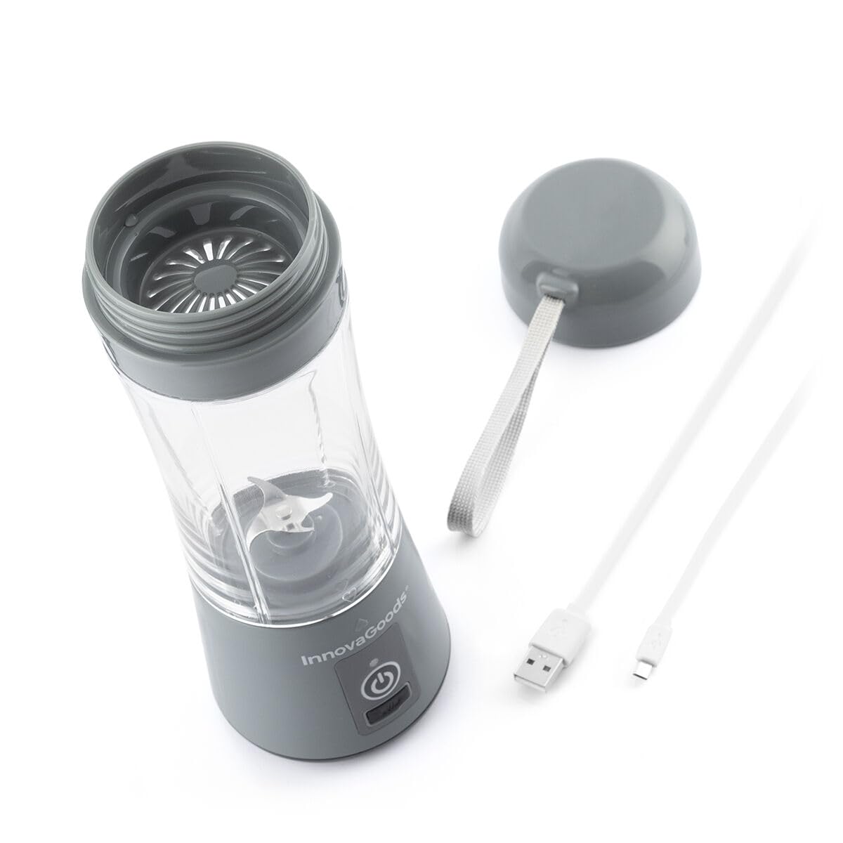 InnovaGoods® Mixer à Smoothie portable, Mixeur blender de 380 ml de capacité et 17000 tr/min. Mixeurs pour jus et smoothies, Mixeur portable idéal pour le Smoothie Maker, la détox, les purées pour b