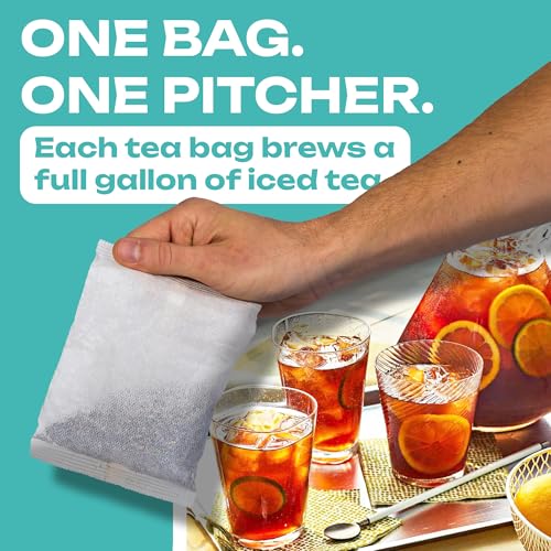 Image of Original Iced Tea Bags Gallon | 10 Count Large Iced Tea Bags | Makes 10 Gallons | Unsweetened Gallon Pitcher | Restaurant & Home Use