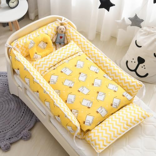 Fiyyugaベッドオンベッド、子供用ベッド、寝具、取り外し可能、折りたたみ可能、簡易ベッド、通気性、洗える、枕付き、ベッド、キルト、長期使用、安全、持ち運び可能、出産祝い (10,90*50*20cm)