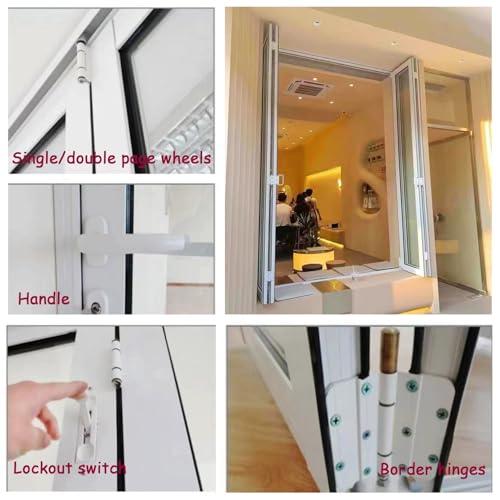 Fenêtre coulissante pliante en aluminium – Barrière de séparation de pièce rétractable pour restauration rapide, porte de concession mobile verrouillable, parfaite pour la maison, le bureau, le garage