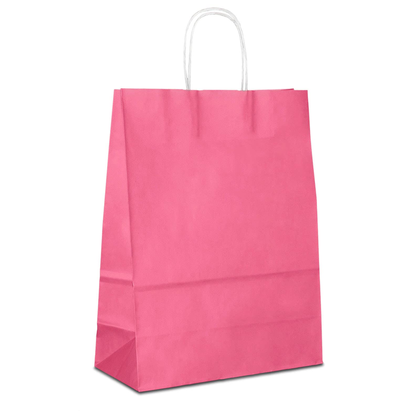 Papiertüten pink mit Kordel-Henkel I 100 Stk. 32+12x41cm I Papiertragetasche für Einzelhandel, Weihnachten, Mitbringsel, TO-GO I Geschenktüten aus Kraftpapier I HUTNER