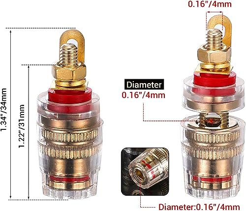 RUNCCI-YUN 4PCS Speaker Terminal Binding Post Banana Plug Socket Connector 4mm banana socket, 1 - Image 4