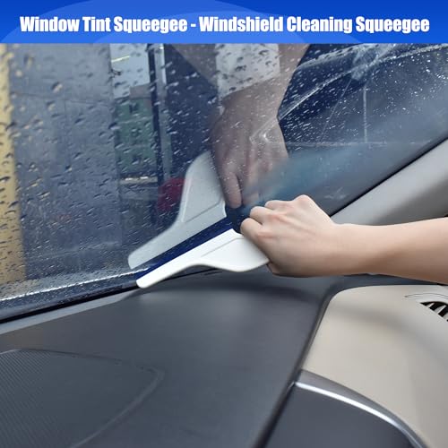 Image of Zanch Window Tint Tool,Silicone Squeegee Water Blade with Long Handle,Easy Grip for Window & Mirror Cleaning【1pc Knife Shape & 1pc Trapezoid Shape】